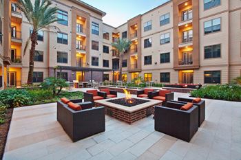Outdoor fireside lounge